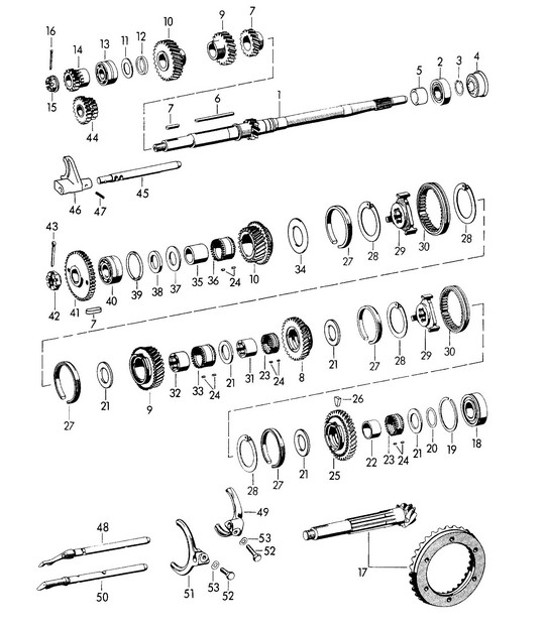 Diagram 303-000 Porsche 356 (1950-1965) Übertragung