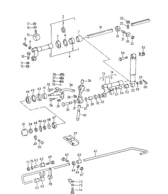 Diagram 401-000 Porsche 356 (1950-1965) Eje delantero, dirección 