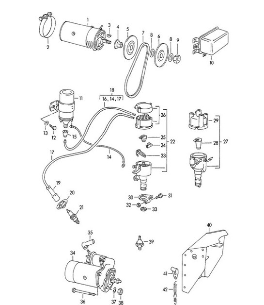 Diagram 901-000 Porsche 356 (1950-1965) Elektrische Ausrüstung