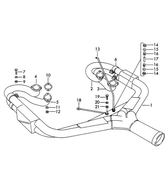 Diagram 202-007 Porsche 356（1950-1965） 燃油系统、排气系统