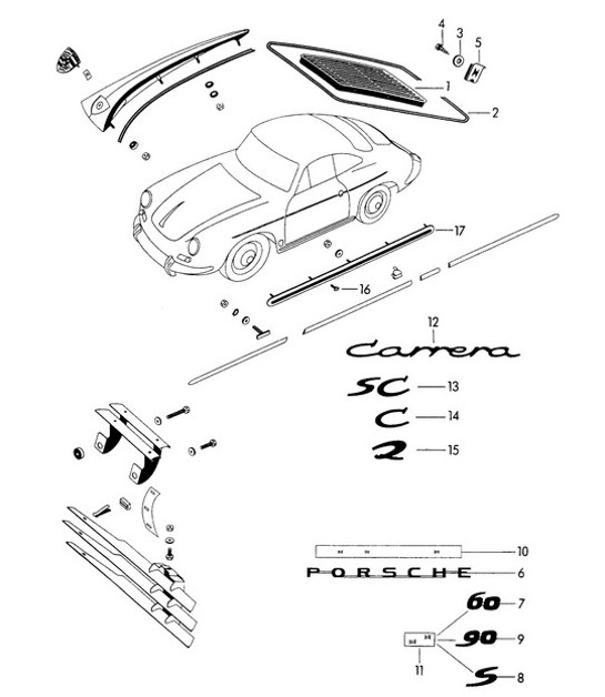 Diagram 810-005 Porsche 356（1950-1965）  车身