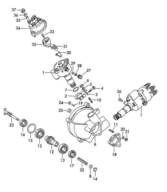 Diagram 901-004 Porsche 356 (1950-1965) Electrical equipment