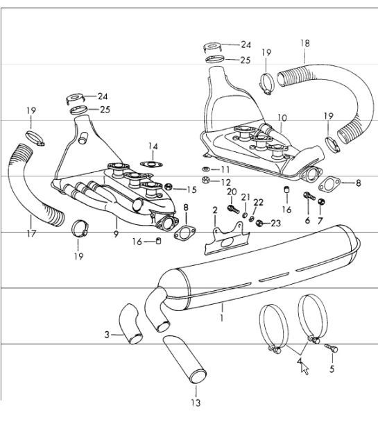 Diagram 202-10 Porsche 911 & 912 (1965-1989) Fuel System, Exhaust System