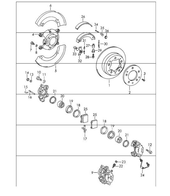 Diagram 603-00 Porsche 911 和 912（1965-1989） 车轮、制动器