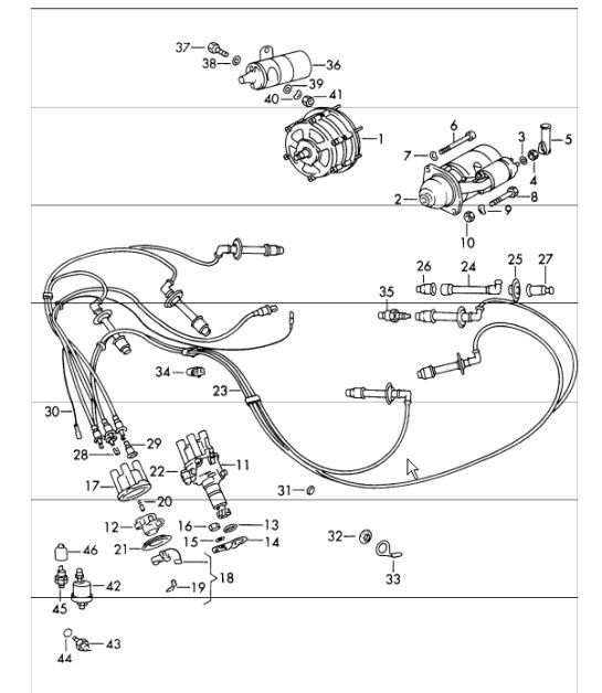 Diagram 901-00 Porsche 911 和 912（1965-1989） 电子设备