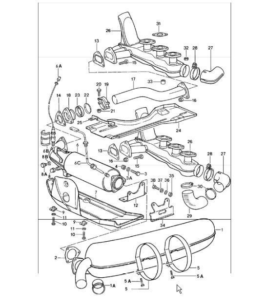 Diagram 202-00 Porsche 911 & 912 (1965-1989) Fuel System, Exhaust System