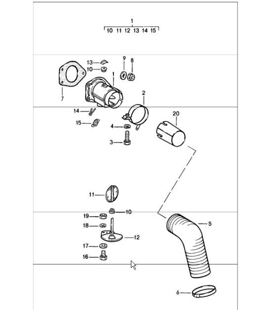 Diagram 202-20 Porsche 911/912 (1965-1989) Sistema di alimentazione, sistema di scarico