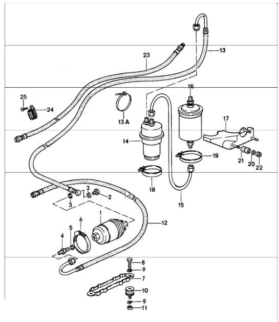 Diagram 201-10 Porsche 911/912 (1965-1989) Brandstofsysteem, uitlaatsysteem