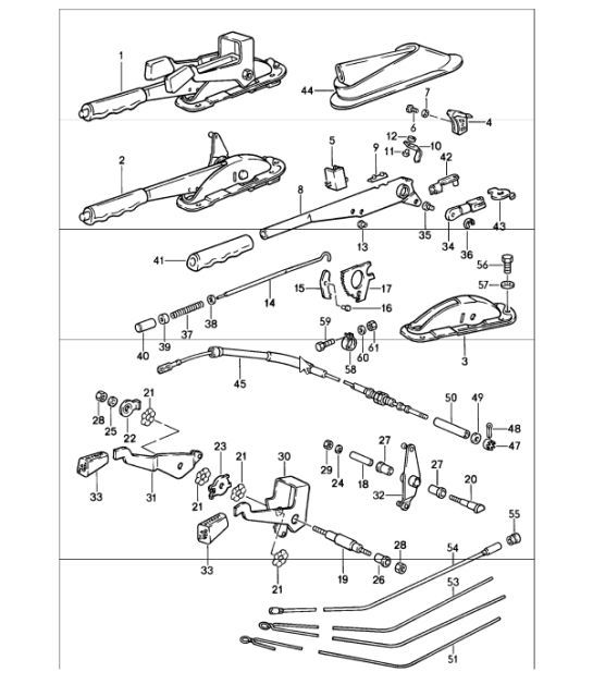 Diagram 701-05 Porsche 911 & 912 (1965-1989) Hand Lever System, Pedal Cluster 