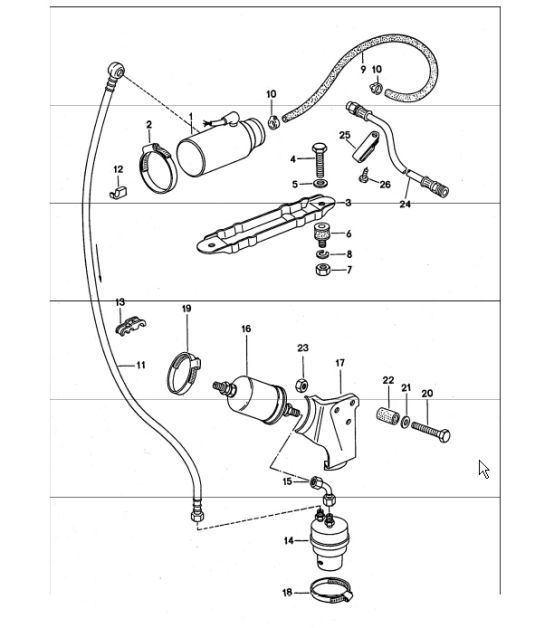 Diagram 201-15 Porsche 911/912 (1965-1989) Kraftstoffsystem, Abgassystem