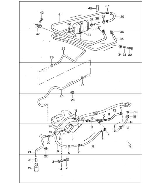 Diagram 201-30 Porsche 991 (911) MK2 2016-2018 Sistema de combustible, sistema de escape