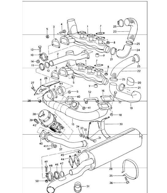 Diagram 202-00 Porsche 911 & 912 (1965-1989) Fuel System, Exhaust System