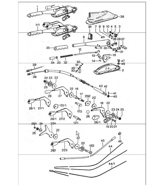 Diagram 701-05 Porsche 911 和 912（1965-1989） 手柄系统、踏板组 