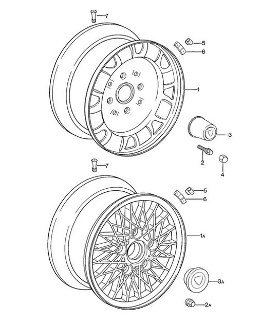 Diagram 601-000 Porsche 924 (1977-1988) Ruote, freni