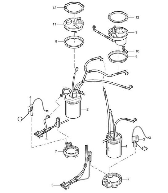 Diagram 201-02 Porsche Cayenne 9PA (955) 2003-2006 Fuel System, Exhaust System