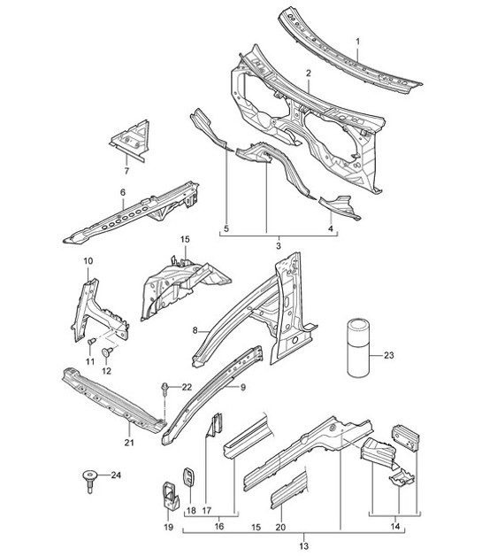 Diagram 801-10 Porsche Cayenne 9PA (955) 2003-2006 Body