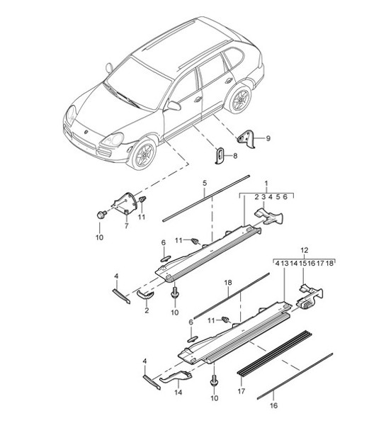 Diagram 810-10 Porsche Cayenne 9PA (955) 2003-2006 Body