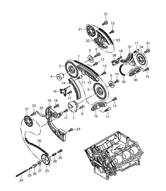 Diagram 103-025 Porsche Cayenne 9PA1 (957) 2007-2010 Engine