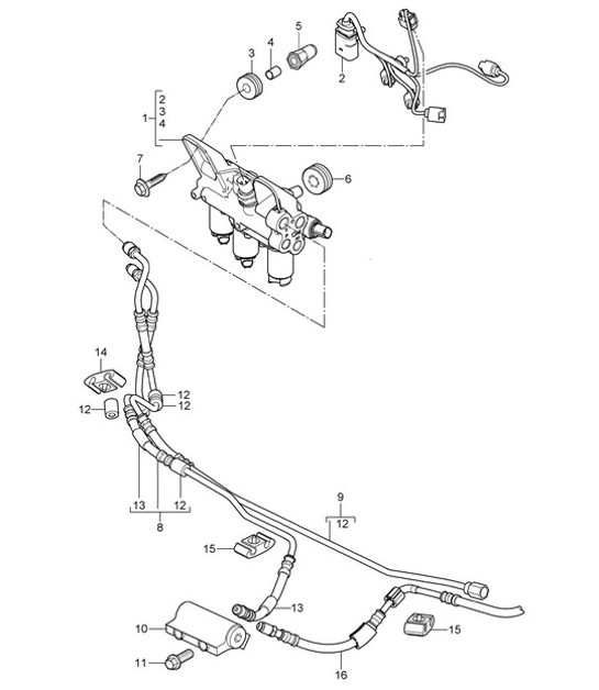 Diagram 402-007 Porsche 卡宴 9PA1 (957) 2007-2010 前轴、转向 