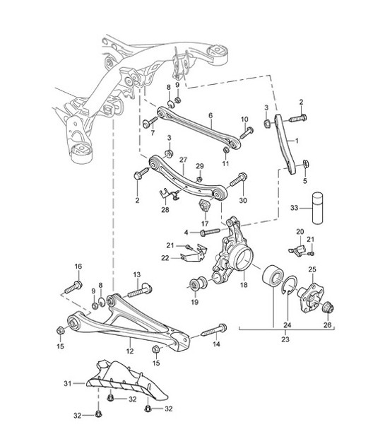 Diagram 501-000 Porsche Cayenne 9PA1 (957) 2007-2010 Rear Axle