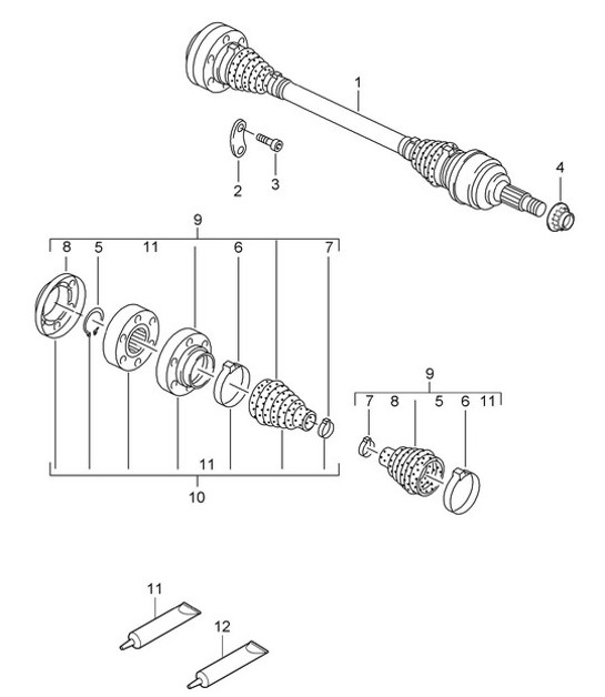 Diagram 501-010 Porsche Cayenne 9PA1 (957) 2007-2010 Rear Axle