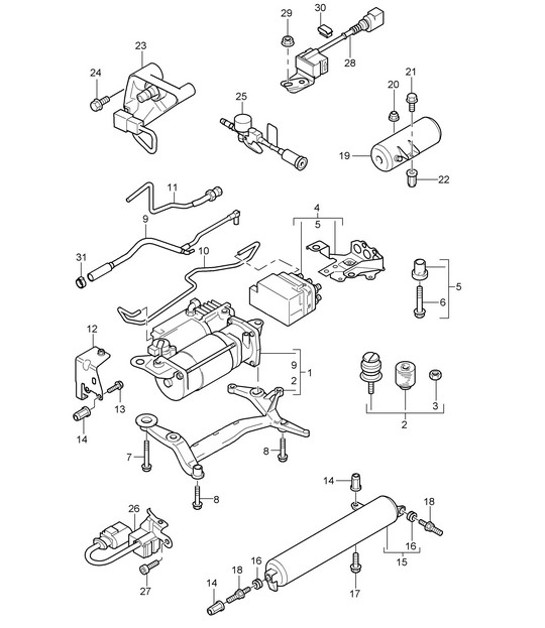 Diagram 606-000 Porsche 卡宴 9PA1 (957) 2007-2010 车轮、制动器