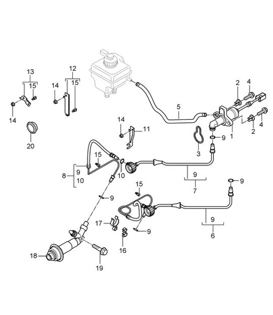 Diagram 702-008 Porsche Cayenne MK2 (957) 2007-2010 Système de levier manuel, groupe de pédales 