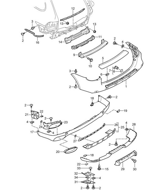 Diagram 802-005 Porsche Cayenne 9PA1 (957) 2007-2010 Body