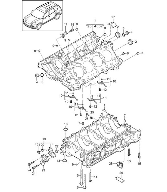 Diagram 101-040 Porsche Cayenne MK3 (958) 2010-2017 Moteur