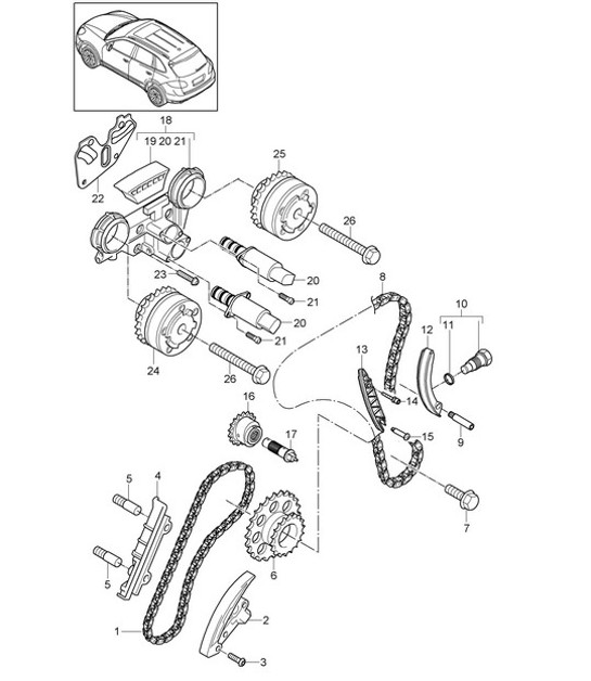 Diagram 103-075 Porsche Cayenne MK3 (958) 2010-2017 Motor