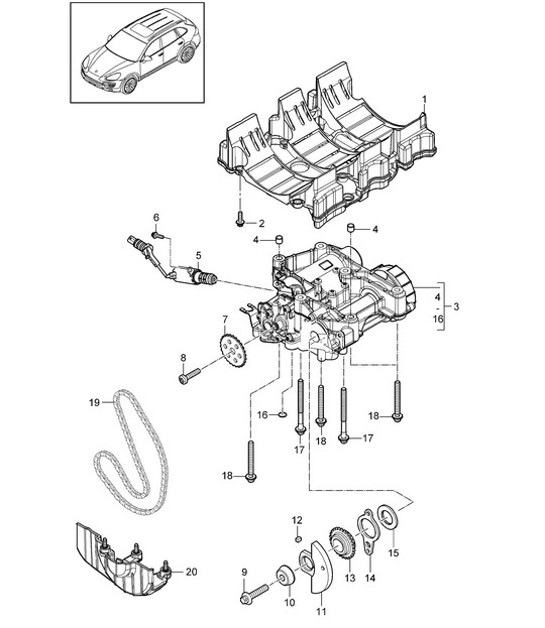 Diagram 104-005 Porsche Cayenne 92A (958) 2010-2017 Engine