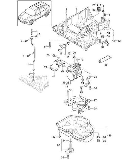 Diagram 104-035 Porsche Cayenne MK3 (958) 2010-2017 Motor