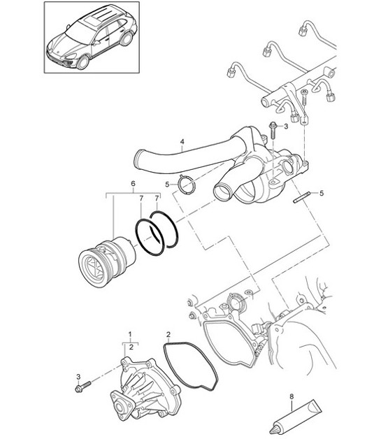 Diagram 105-000 Porsche Cayenne 92A (958) 2010-2017 Engine