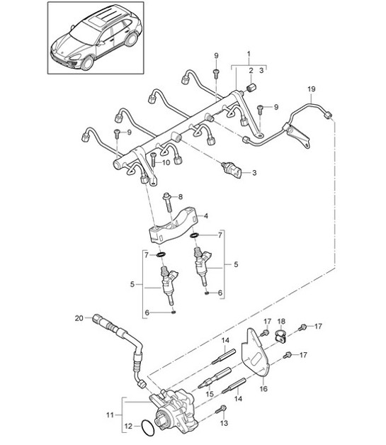 Diagram 107-025 Porsche Cayenne 92A (958) 2010-2017 Engine