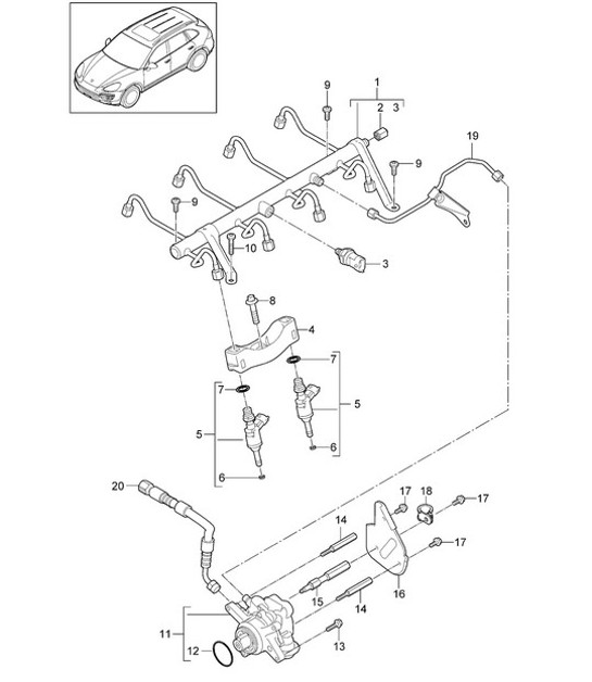 Diagram 107-026 Porsche Cayenne MK3 (958) 2010-2017 Motor