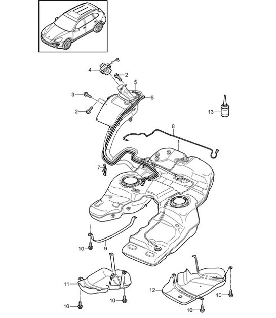 Diagram 201-000 Porsche Cayenne 92A (958) 2010-2017 Fuel System, Exhaust System