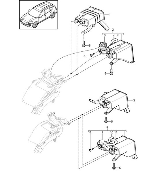 Diagram 201-040 Porsche Cayenne 92A (958) 2010-2017 Fuel System, Exhaust System