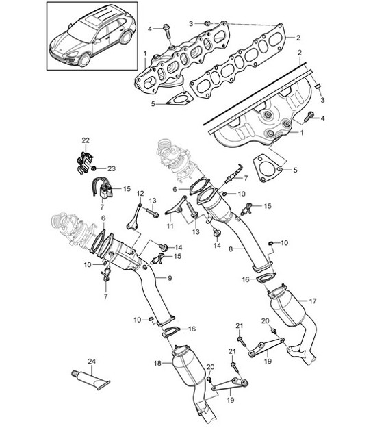 Diagram 202-005 Porsche Cayenne MK3 (958) 2010-2017 Brandstofsysteem, uitlaatsysteem