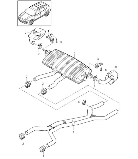 Diagram 202-030 Porsche Cayenne 92A (958) 2010-2017 Fuel System, Exhaust System