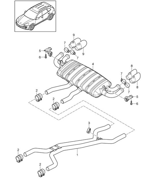 Diagram 202-040 Porsche Cayenne 92A (958) 2010-2017 Fuel System, Exhaust System