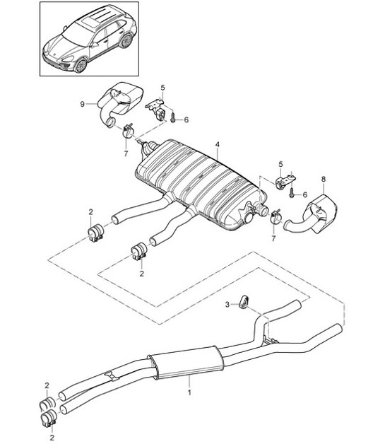 Diagram 202-045 Porsche Cayenne 92A (958) 2010-2017 Fuel System, Exhaust System