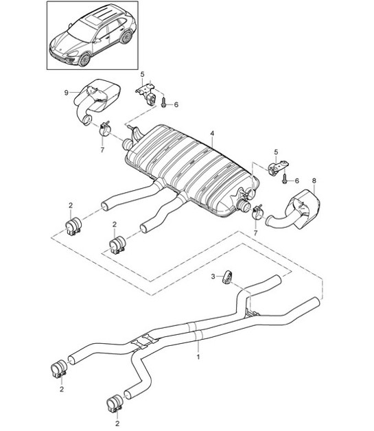 Diagram 202-057 Porsche Cayenne 92A (958) 2010-2017 Fuel System, Exhaust System