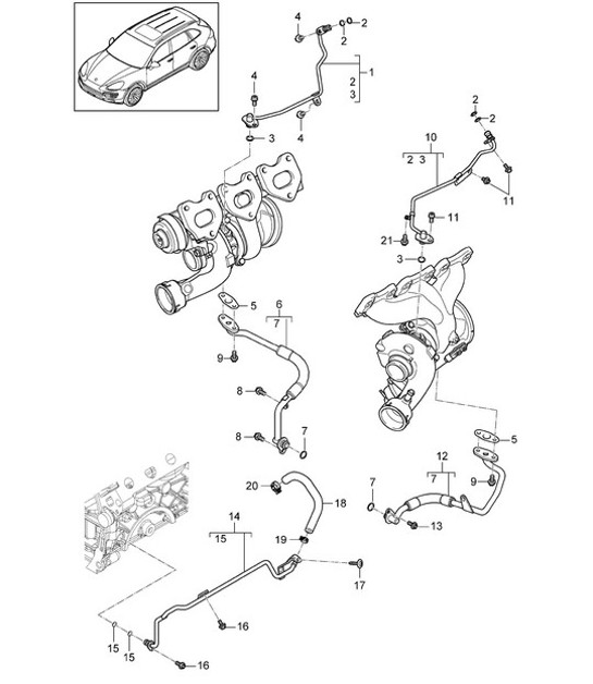 Diagram 202-062 Porsche Cayenne 92A (958) 2010-2017 Fuel System, Exhaust System