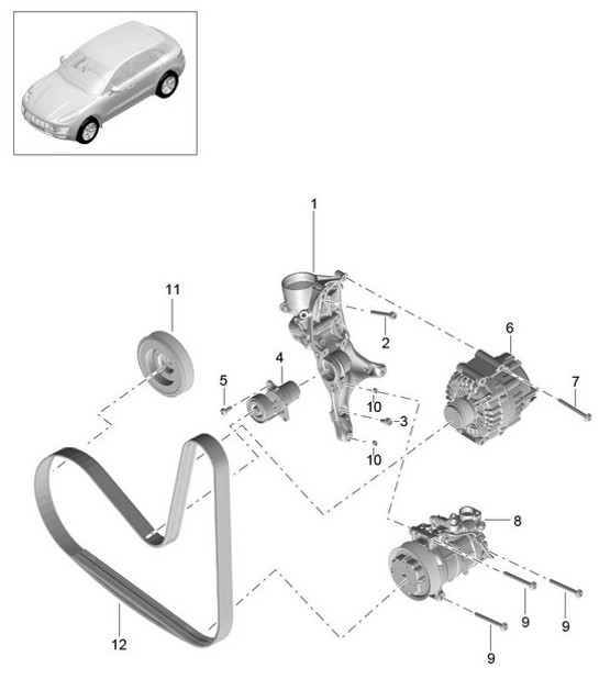 Diagram 102-080 Porsche Macan (95B) MK1 (2014-2018) Engine