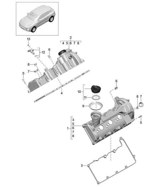 Diagram 103-020 Porsche Macan (95B) MK1 (2014-2018) Engine