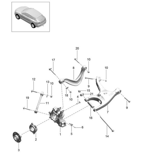 Diagram 501-000 Porsche Macan (95B) MK1 (2014-2018) Achteras