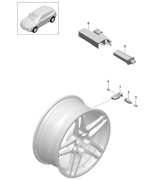 Diagram 601-005 Porsche Macan (95B) MK1 (2014-2018) Wheels, Brakes