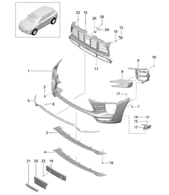 Diagram 802-001 Porsche Macan (95B) MK1 (2014-2018) Carrocería