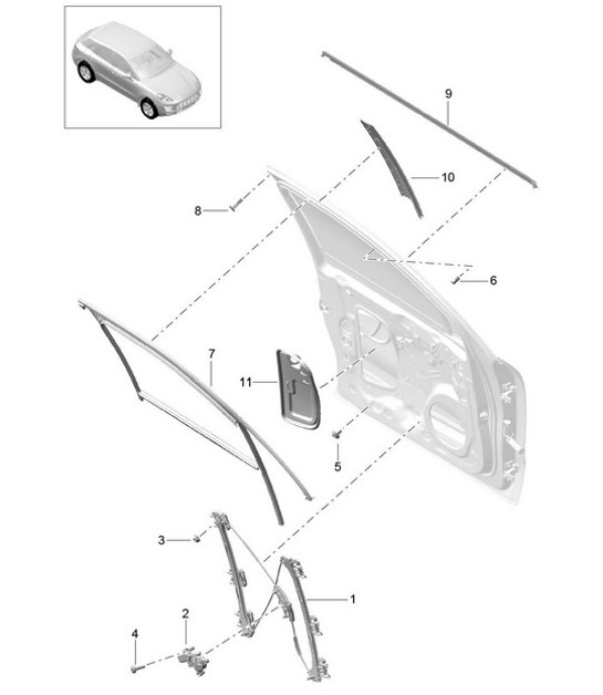 Diagram 804-030 Porsche Macan (95B) MK1 (2014-2018) Carrosserie