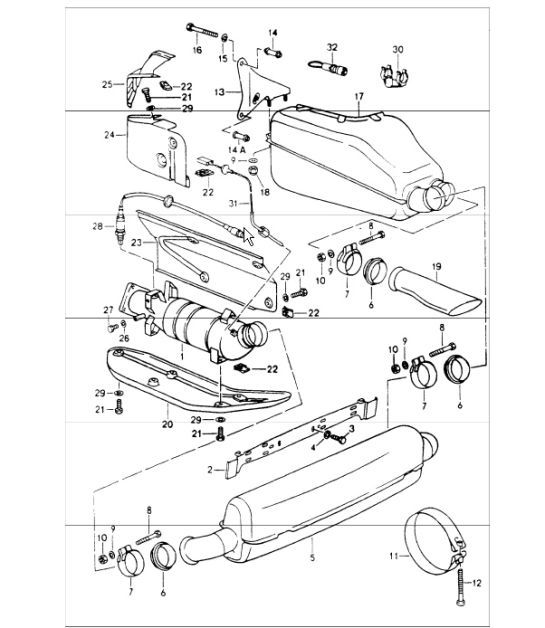 Diagram 202-00 Porsche 964（911）（1989-1994） 燃油系统、排气系统